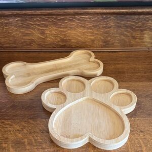 Wooden Paw and Bone Shaped Trays Dog themed!